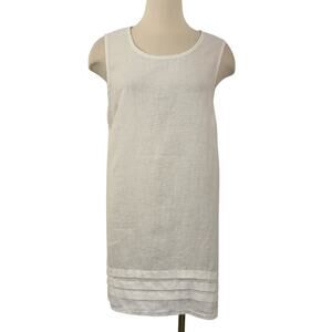 FLAX Linen Sleeveless Tunic Tank Top Blouse White Semi-Sheer | Size: S